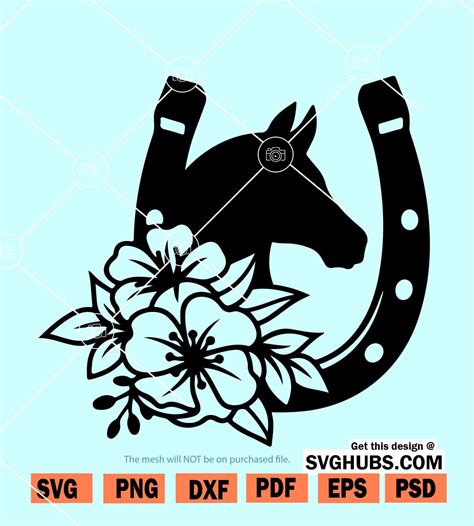 Horse Shoe Svg Horse Svg Cut File Flowers Svg Horse Lover Svg Floral