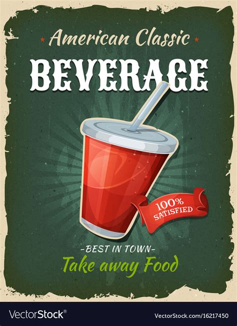 Retro Fast Food Beverage Poster Royalty Free Vector Image