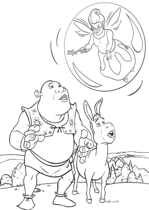 Desenho De Shrek E Burro Falando Com Fada Para Colorir Tudodesenhos