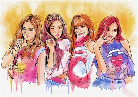 BLACKPINK Cute Art Drawings Kpop Drawings Art Sketches Pink Drawing