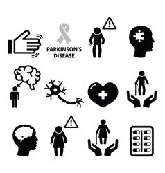 Parkinsons Disease Seniors Health Icons Set Vector Image