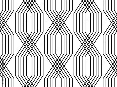 Black And White Lines Geometric Art Deco Style Simple Seamless Pattern