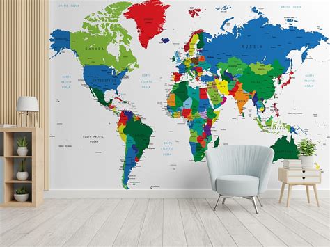 Kids Colorful Political World Map Mural Hd Wallpaper Pxfuel