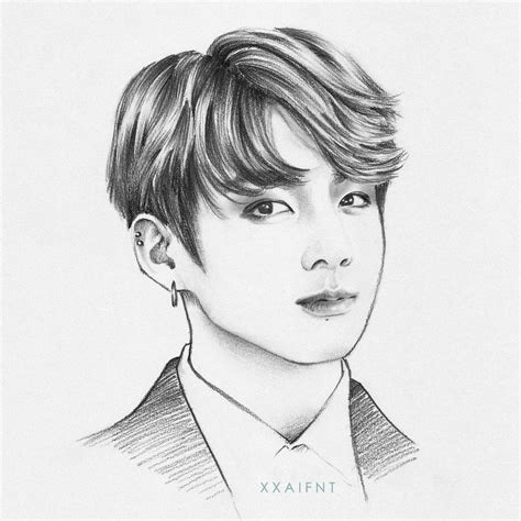 Jeon Jungkook Fanart Drawing Sketch Traditional Art Bts