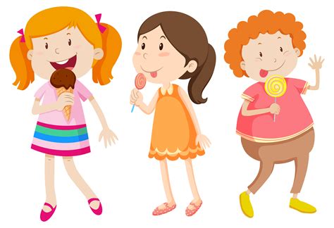 Girls Eating Sweet On White Background 300487 Vector Art At Vecteezy