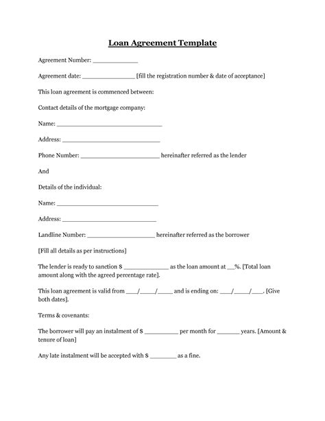 Free Printable Loan Agreement Template Printable Templates