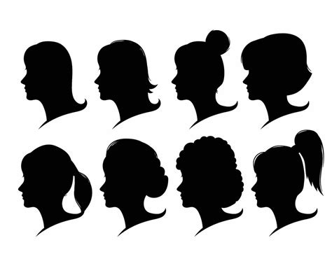 Woman Face Silhouette Set Vector Art And Graphics