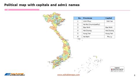 Vietnam Map With Provinces And Municipalities Editable