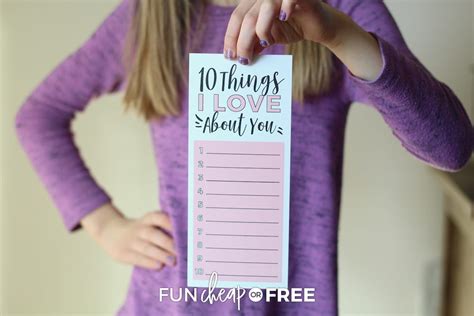 10 Things I Love About You Printable Fun Cheap Or Free