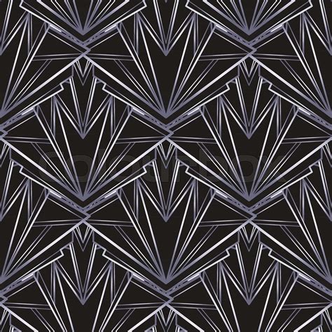 Art Deco Style Geometric Seamless Pattern In Black And Silver Vector