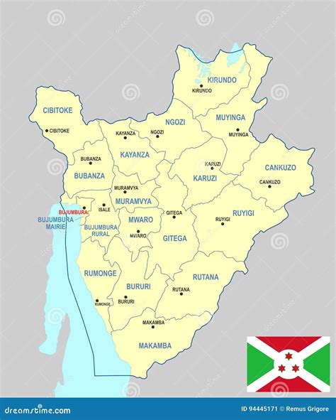 Mapa De Burundi Ilustración Del Vector Ilustración De Regiones 94445171