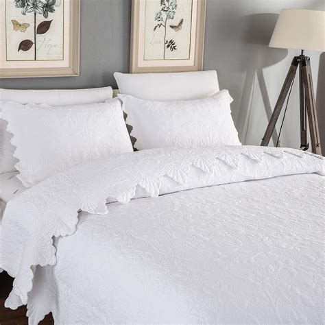 Brandream White Quilts Set Queen Size Bedspreads Farmhouse Bedding 100