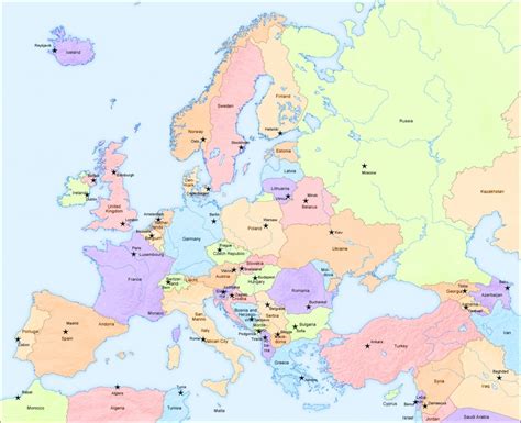 Map Of Europe Countries Detailed Political Map Of Europe