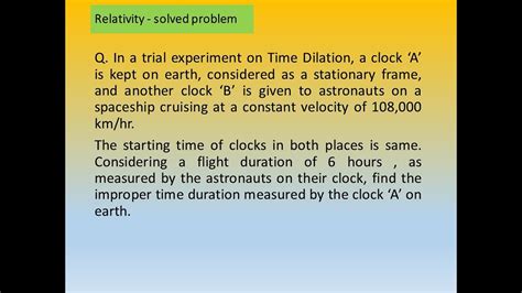 Physics Made Easy Relativity Solved Problem Time Dilation 1 Youtube