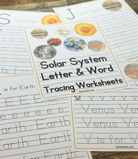 Solar System Letter And Word Tracing Worksheets