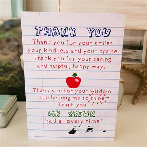 Teacher Thank You Poem Card By Giddy Kipper