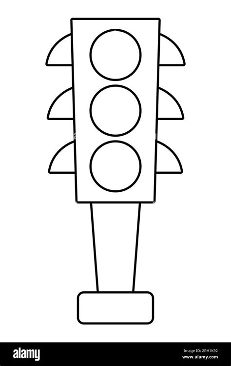 Vector Black And White Traffic Lights Icon Road Street Sign Line