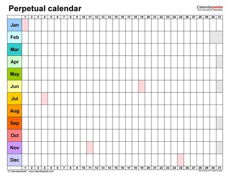 Free Perpetual Calendar Printable