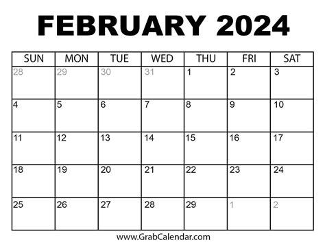 Printable Calendar February