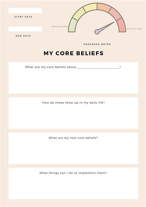 Printable Core Beliefs Cbt Worksheet