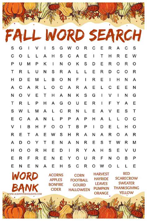 Word Search Printable Free