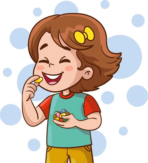 Premium Vector Vector Illustration Of Girl Eating Candy