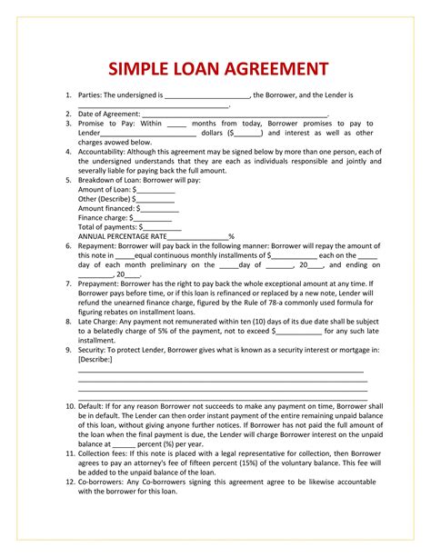 Simple Loan Agreement Templates FREE ᐅ TemplateLab