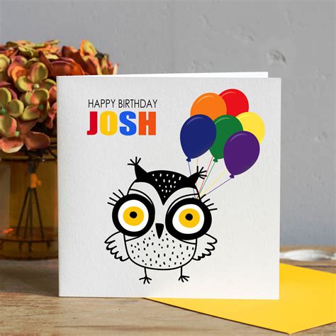 Childs Birthday Card Owl By Lisa Marie Designs