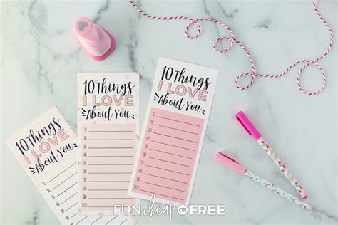 10 Things I Love About You Printable Fun Cheap Or Free