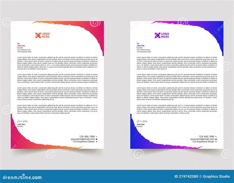 Colorful Business Style Abstract Letterhead Template Stock Vector