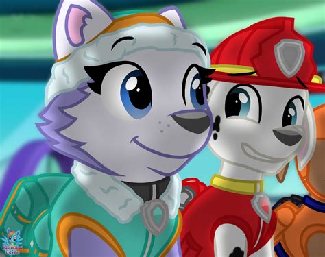 Marshall X Everest Paw Patrol By Rainboweevee Da On Deviantart