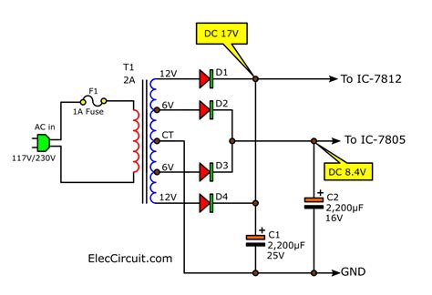 12v 5v Dual Power Supply Circuit Diagram 3a Max Eleccircuit