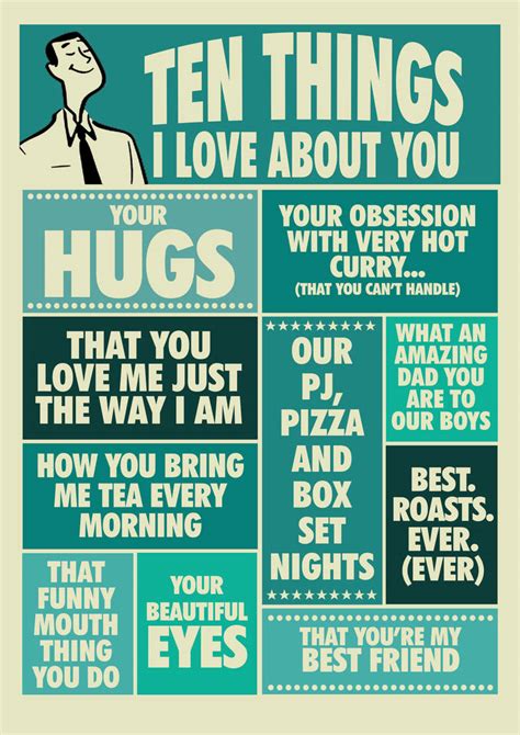 Ten Things I Love About You Personalised Print For Him By Tea One Sugar