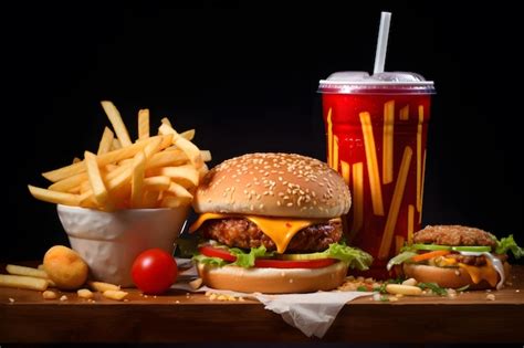 Premium Photo Fast Food Meal With Beverage