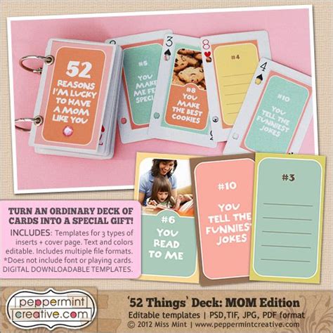 52 Things I Love About You Deck Of Cards Template Toptemplatemyid