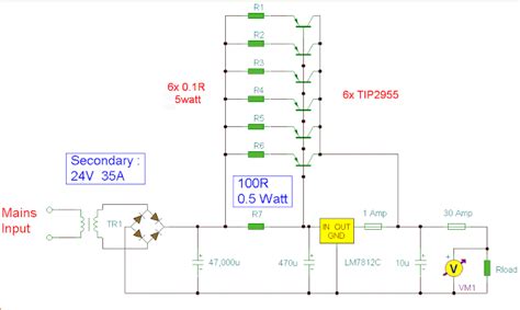 Simple 12v 30a Regulated Power Supply Circuit Diagram Electronic