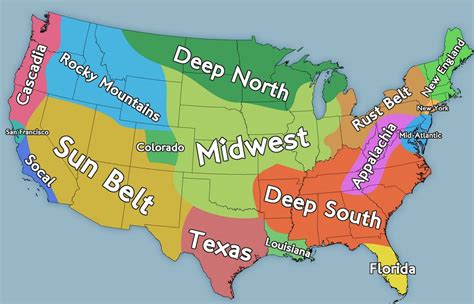 Regions Map Of The Us