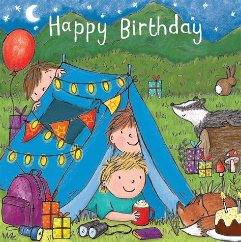 Twizler Happy Birthday Card With Camping Boys Birthday Card Happy