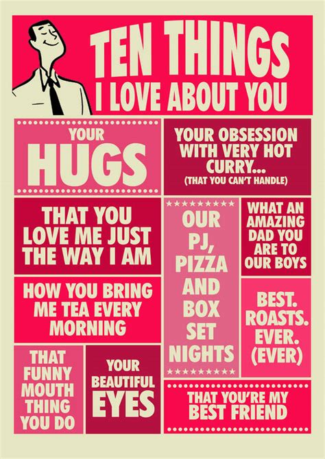 Ten Things I Love About You Personalised Print For Him By Tea One