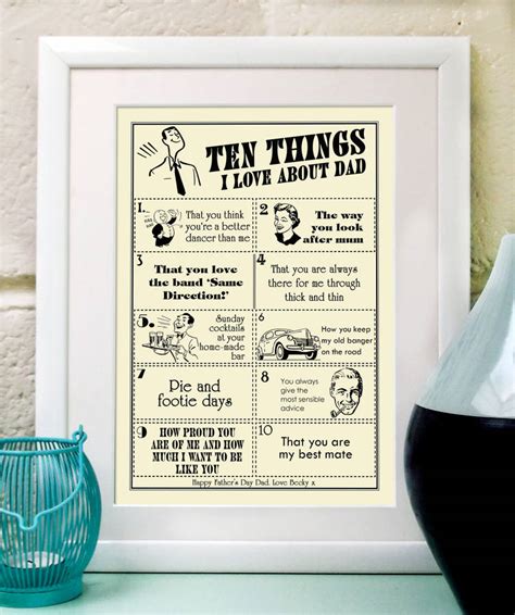 Ten Things I Love About Dad Personalised Print By Tea One Sugar