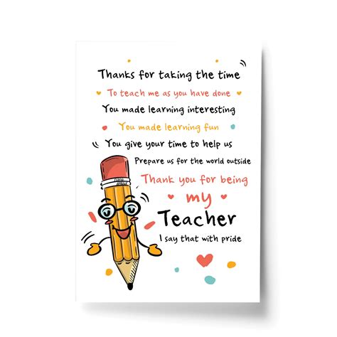 Teacher Teaching Assistant Thank You Ts Teacher Poem Ts