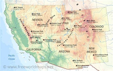 Southwestern Us Physical Map