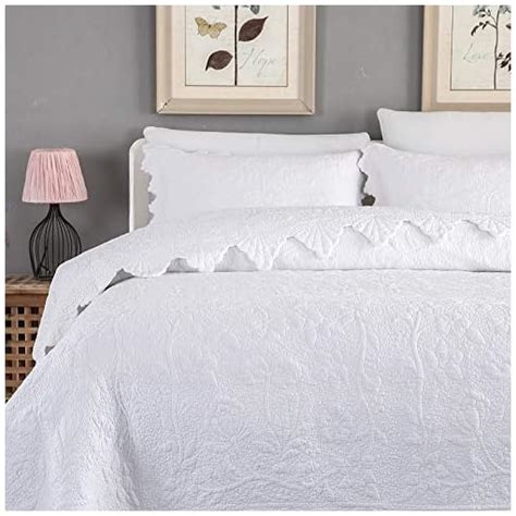 Brandream White Quilts Set Queen Size Bedspreads Farmhouse Bedding 100