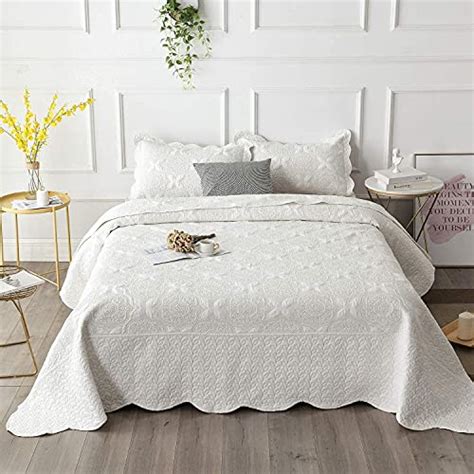 Brandream Farmhouse Bedding Set Cream White Quilt Set Queen Size