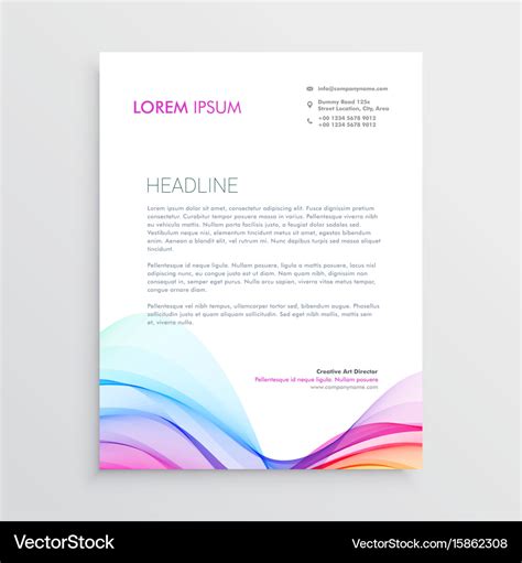 Colorful Letterhead Design Template With Wavy Vector Image