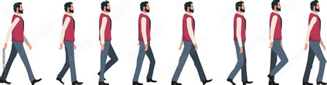 Mans Walking Cycle 2d Animation Frames Vector Motion Graphics Stock