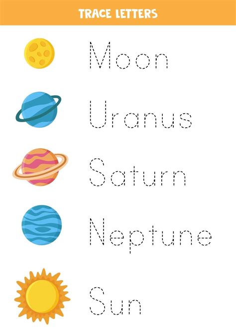 Tracing Letters With Solar System Planets Writing Practice 2171275