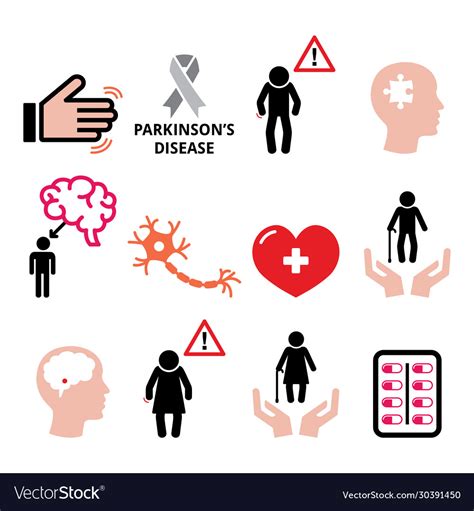 Parkinsons Disease Seniors Health Icons Set Vector Image