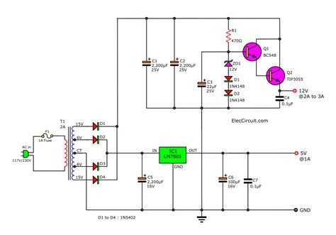 12v Dc Power Supply Circuit Diagram