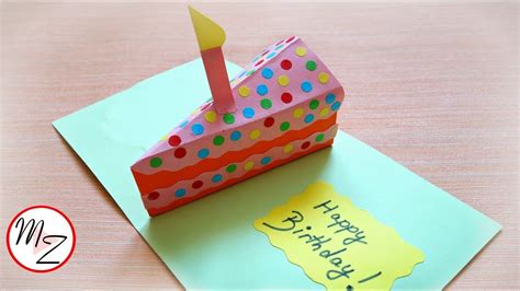 These are so fun to make and we are going to show you how to make a pop up card that is super easy. Pop up card DIY - Slice of cake birthday card idea | 3D ...